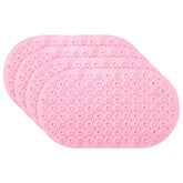 Kuber Industries Bath Mat | PVC Bathroom Mat | Shower Bath Mat | Floor Tub Mat | Bathroom Oval Mud Mat | Anti-Skid Shower Bathroom Mat | Q-02D |Pack of 4| Pink